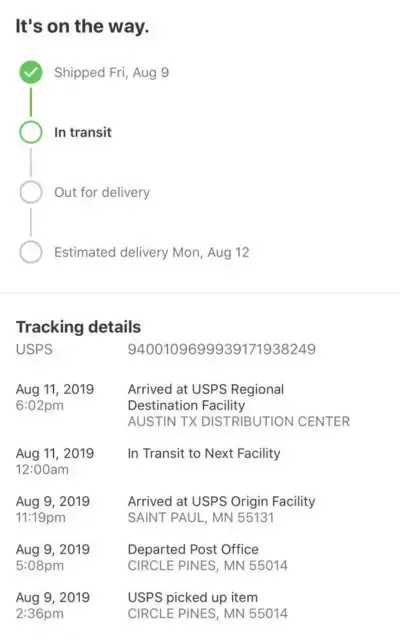 Parcel in transit meaning