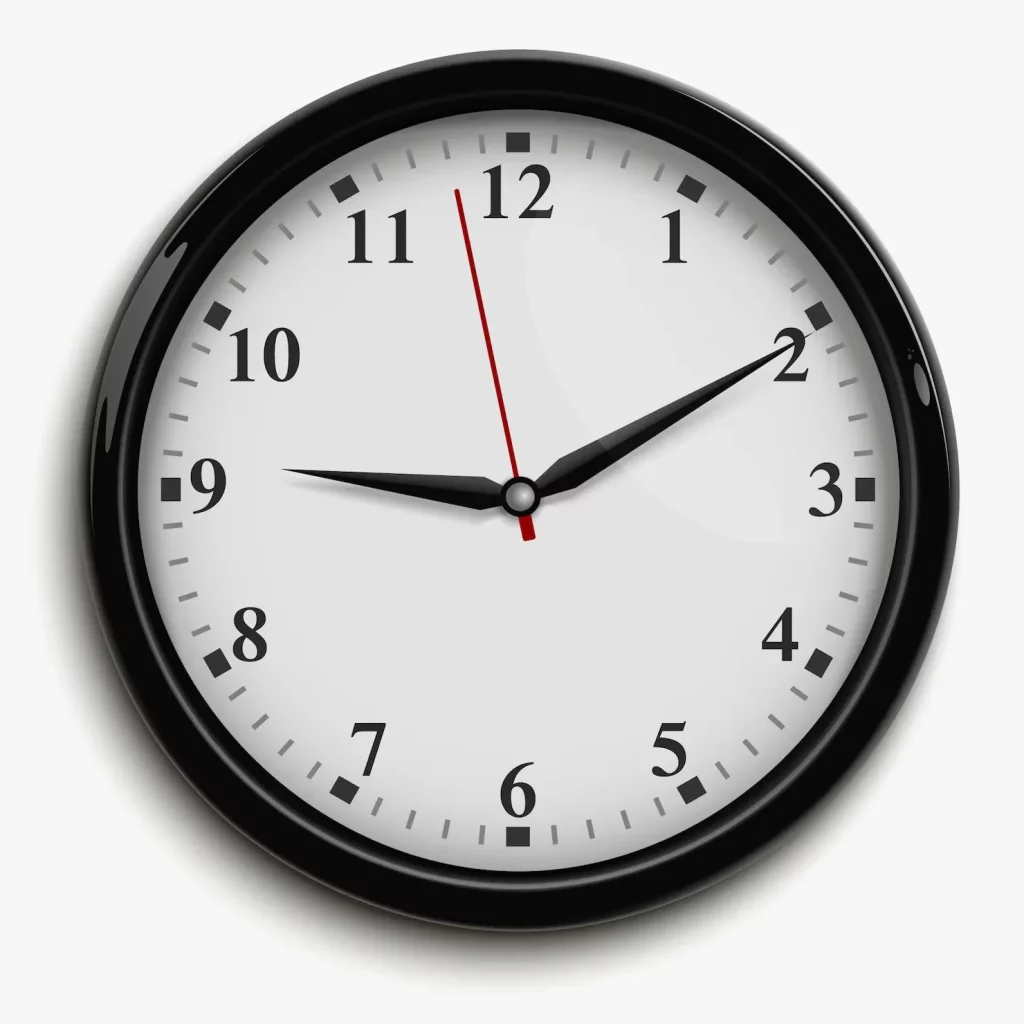 wall office clock with black red